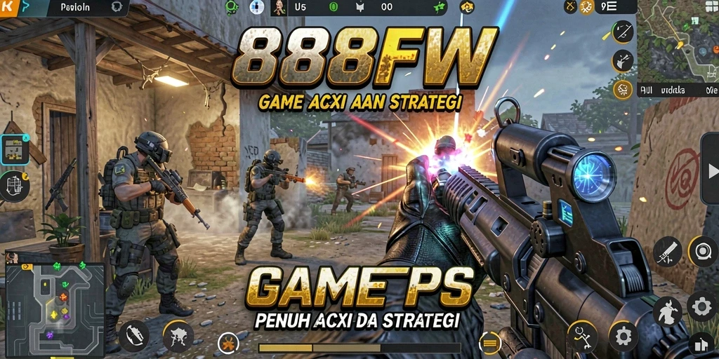Tampilan gameplay menegangkan di 888FW dengan aksi tembak-menembak.