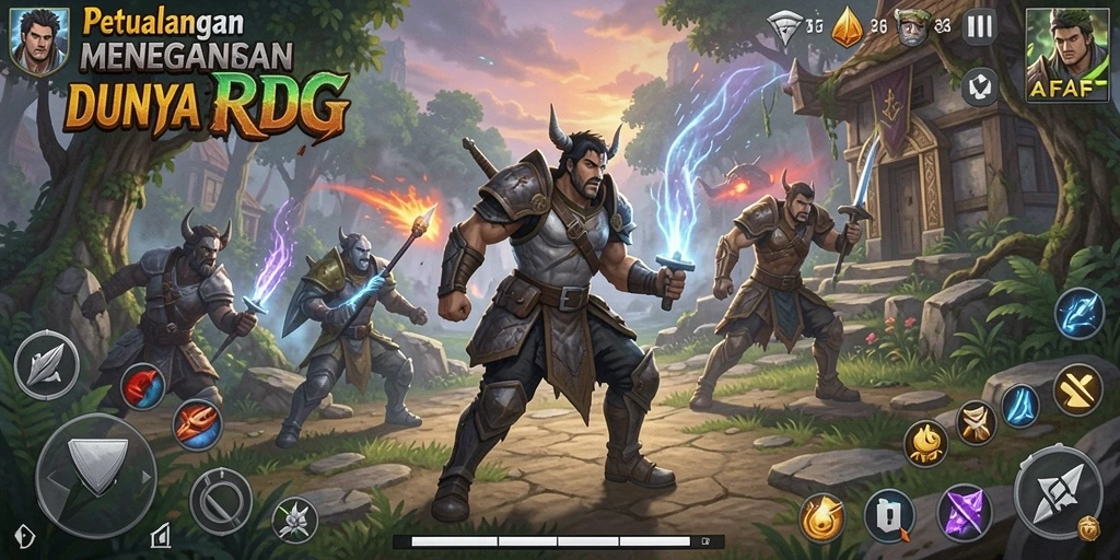 Tangkapan layar AFAF menampilkan aksi pertempuran epik dalam dunia RPG.
