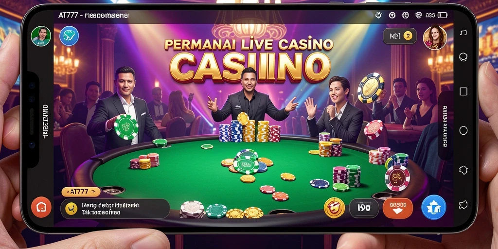 Tampilan gameplay Live Casino di AT777 dengan dealer langsung.