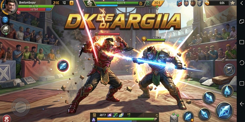 Gameplay <strong>DKK</strong> menampilkan pertarungan penuh aksi dengan karakter yang unik.