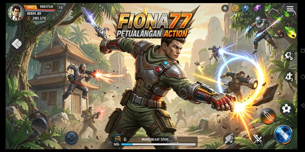 Tangkapan layar gameplay yang menunjukkan aksi seru dalam FIONA77.