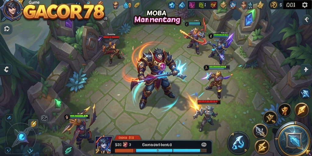 Screenshot GACOR78 menampilkan aksi seru gameplay MOBA.