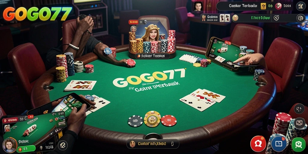 Tampilan gameplay menarik dari GOGO77 saat bermain poker.