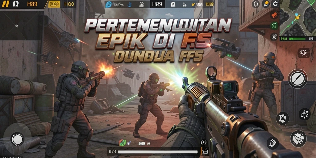 Screenshot utama H89 menampilkan aksi pertempuran intens di game FPS.