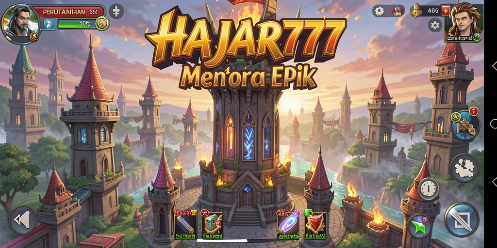 Tampilan gameplay menegangkan di HAJAR777 dengan strategi Tower Defense.
