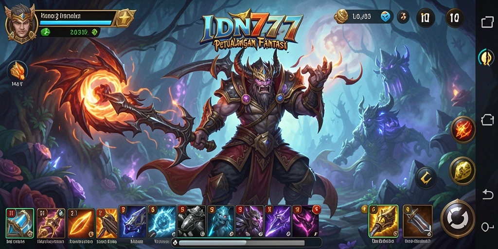 Screenshot IDN777 menampilkan aksi pertempuran yang epik dan dunia RPG yang mendalam.