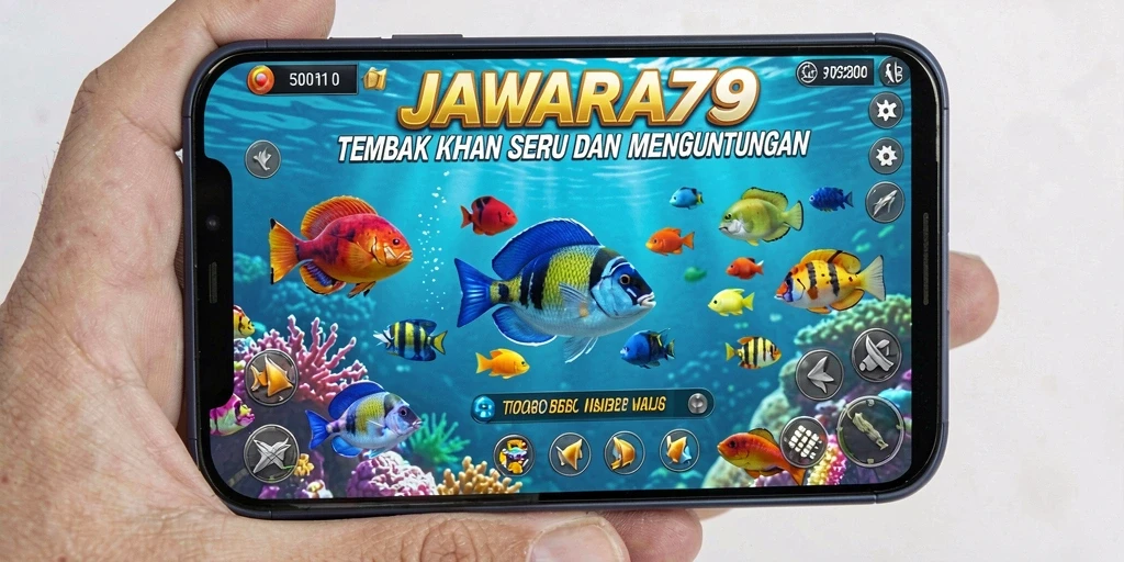 Tampilan gameplay JAWARA79 dengan grafis keren dalam menembak ikan.