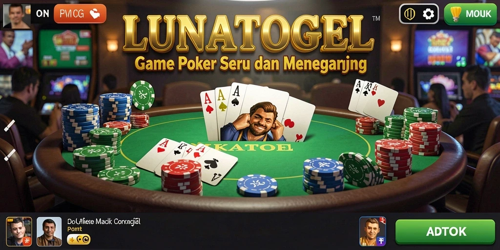 Tampilan gameplay Poker yang menarik di LUNATOGEL.