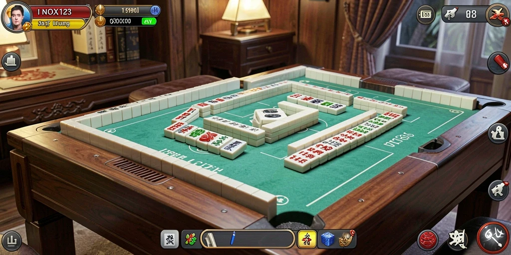 Tampilan gameplay Mahjong yang menarik di NOX123.