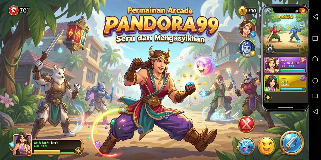 Tampilan gameplay Arcade yang seru dan dinamis dari PANDORA99.