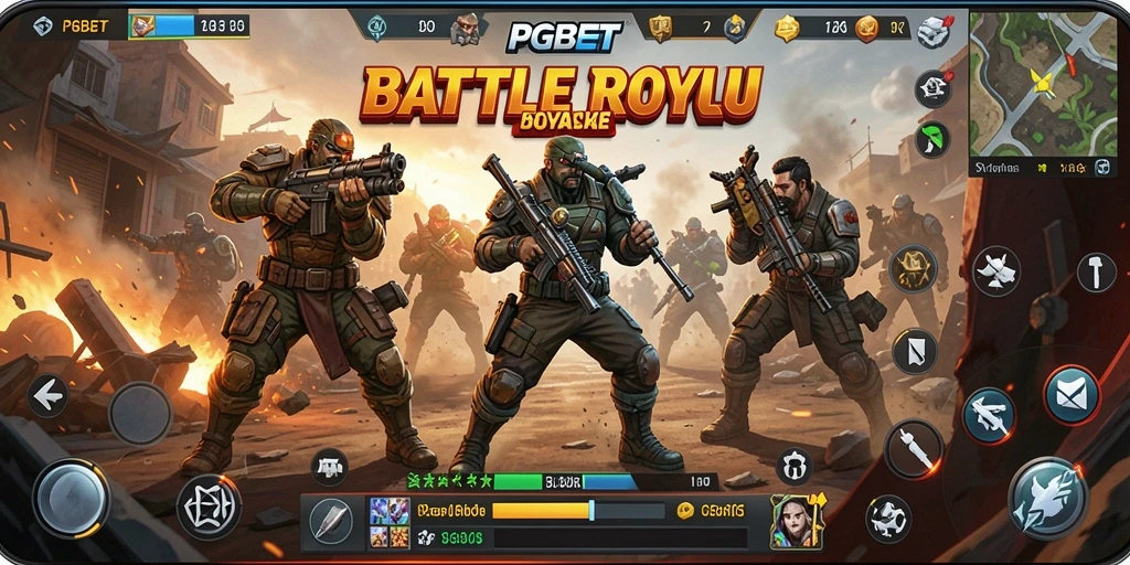 Tangkapan layar PGBET menampilkan aksi intens di arena Battle Royale.