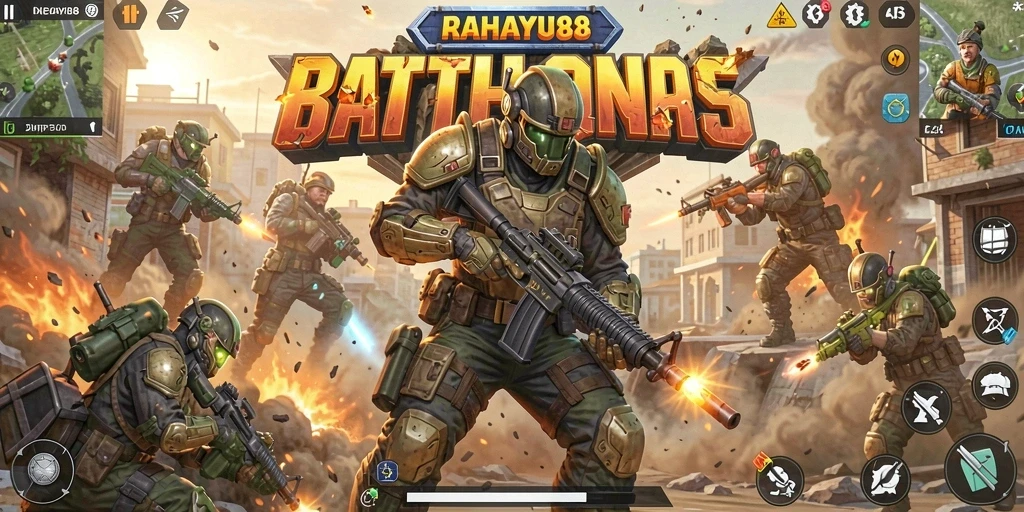 Gameplay mendebarkan dalam RAHAYU88 dengan aksi Battle Royale.