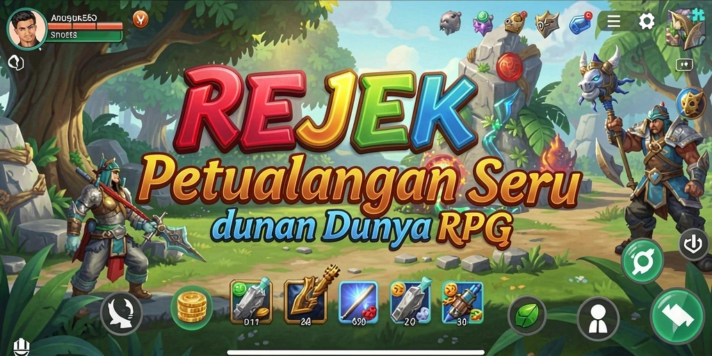 Tampilan gameplay seru di dunia RPG REJEKI penuh petualangan.
