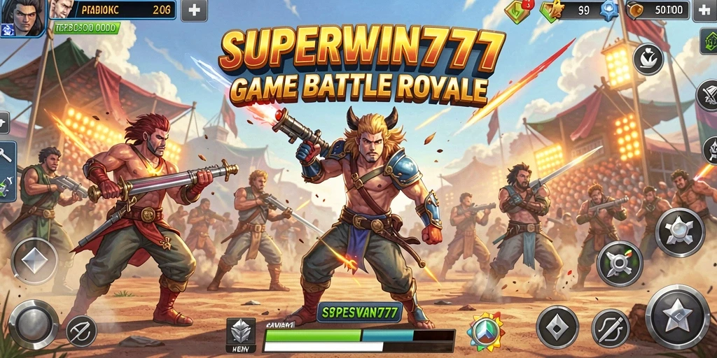 Gameplay SUPERWIN777 yang mendebarkan dalam pertarungan Battle Royale.