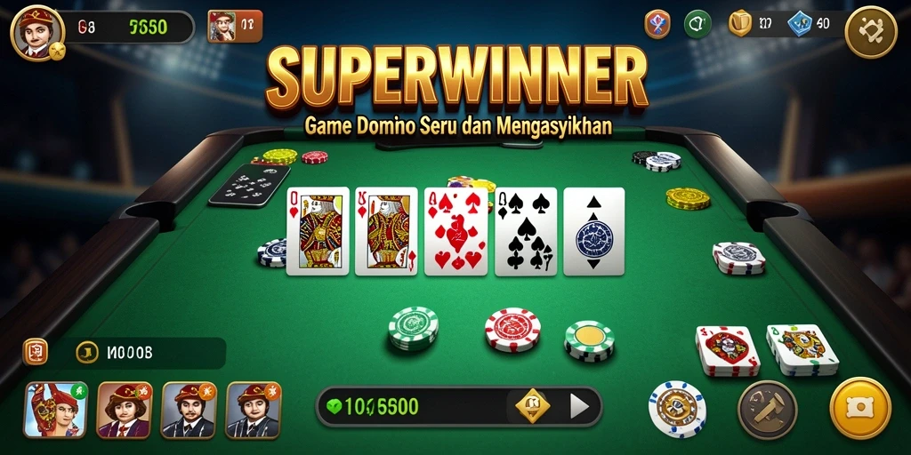 Tampilan gameplay seru dalam SUPERWINNER saat bermain Domino.