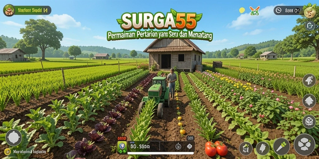 Tangkapan layar dari gameplay SURGA55 menunjukkan aktivitas bertani yang mengasyikkan.